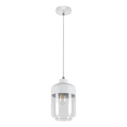 Amaretto Pendant Lamp 1xE27 Max.60W White Metal/Transparent PVC/White-Transparent Glass