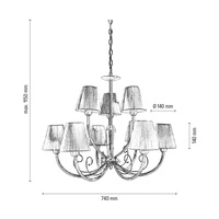 Cubana Ceiling Lamp 9xE14 Max.40W Chrome Metal/Silver Shade 5075927