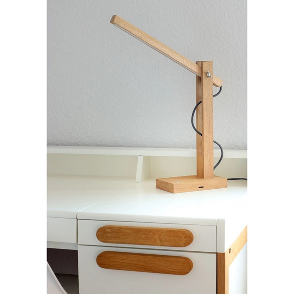 Tukan Table Lamp 1xLED 24V Integrated 753lm 3000K 5,5W Oiled Oak/Anthracite Fabric Cable with Touch Dimmer 7530174