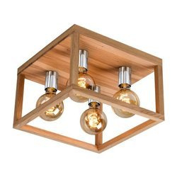 KAGO four-point ceiling lamp oak wood color oiled oak chrome fixture, 9158474