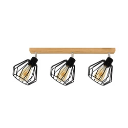 Vento Ceiling Lamp 3xE27 Max.60W Oiled Oak/Black Metal