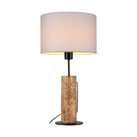 Pino Table Lamp 1xE27 Max.40W Stained Pine Brown/Black Metal/Black Fabric Cable/White Fabric Shade 77627904