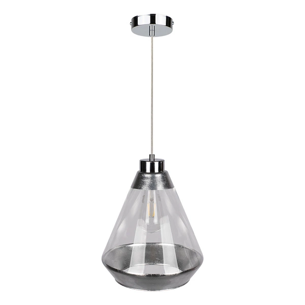 Mistral Pendant Lamp 1xE27 Max.60W Chrome Metal/Transparent PVC Cable/Silver-Transparent Glass 15840128