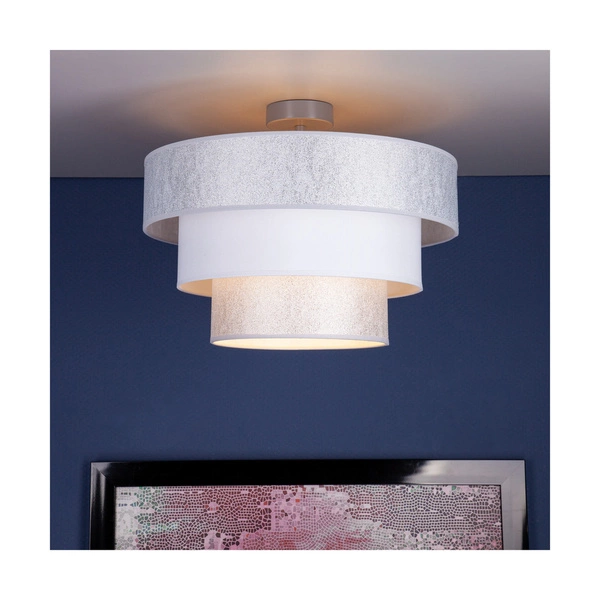 Prata Ceiling Lamp 1xE27 Max.40W Gray Metal/Silver-White Fabric Shade 957281127