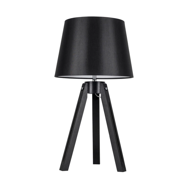 Tripod Table Lamp 1xE27 Max.40W Black Beech Wood/Transparent PVC Cable/Black Fabric Shade 6115004