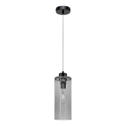 Zefir Pendant Lamp 1xE27 Max.60W Black Metal/Transparent PVC Cable/Smoked Glass 113870104