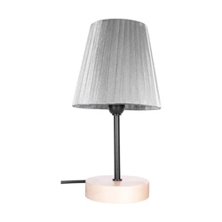 Lampa stołowa Mila Wood 1xE14 Max.25W Drewno brzozowe/Czarny metal/Czarny kabel PVC/Srebrny klosz 7771960