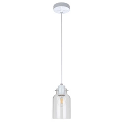 Alessandro Pendant Lamp 1xE27 Max.60W White Metal/White PVC Cable/Transparent Glass 1760102