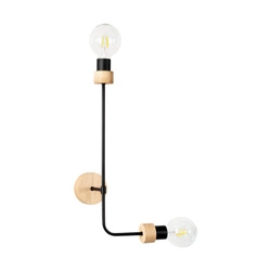 Montix Wall Lamp 2xE27 Max.40W Oiled Oak/Black Metal 9244274