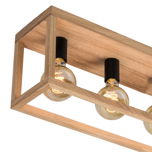 Kago Ceiling Lamp 4xE27 Max.60W Oiled Oak/Black Metal 9154474L