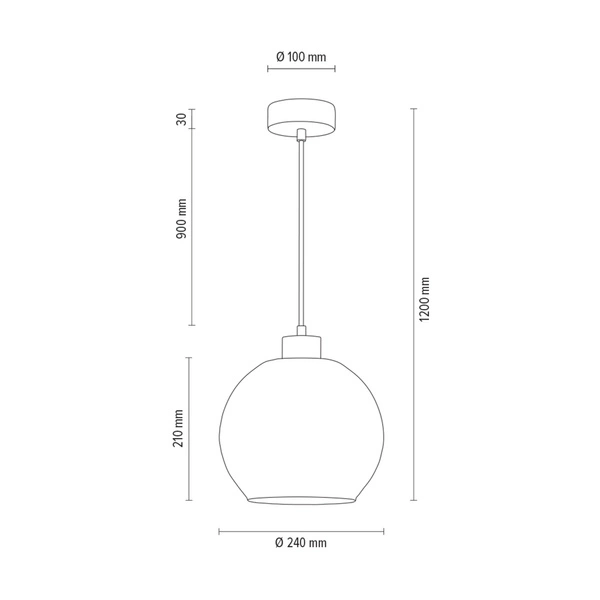 Svea Pendant Lamp 1xE27 Max.60W Oiled Oak/Transparent Glass/Transparent PVC Cable 13560174