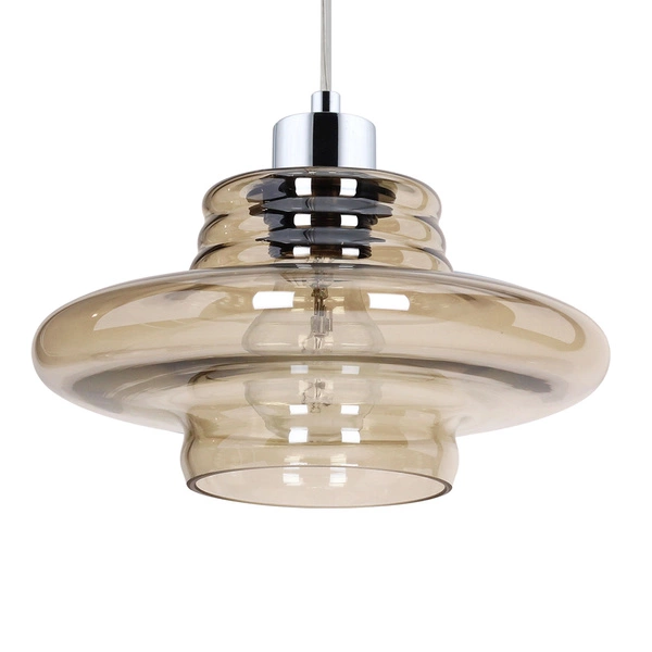 Bali Pendant Lamp 1xE27 Max.60W Chrome Metal/Transparent PVC Cable/Brown Glass 1197128
