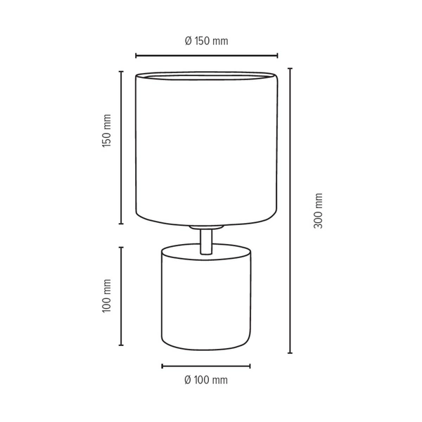 Trongo Round Table Lamp 1xE27 Max.25W Walnut Beech Wood/Black PVC Cable/White Fabric Shade 7181976