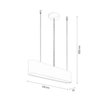 Illumina Pendant Lamp Incl. 1xLED Integrated 1350lm 3000K 21W White Metal/Transparent PVC Cable/White Fabric Shade 1930102