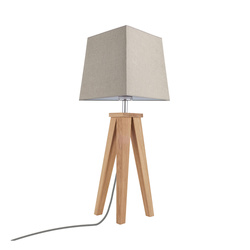 Estella Table Lamp 1xE27 Max.25W Oiled Oak/Anthracite Fabric Cable/Brown Fabric Shade