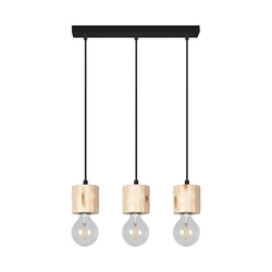 Pino Pendant Lamp 3xE27 Max.60W Natural Pine/Black Metal/Black PVC Cable 7161350