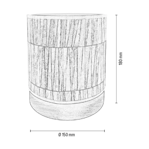 Kairo Table Lamp 1xE27 Max.25W Stained Pine Brown/Black PVC Cable/Multicolor Wallpaper Shade 7015109810396