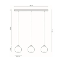 Laguna Pendant Lamp 3xE27 Max.60W Black/Transparent PVC/Smoked Glass 18610304