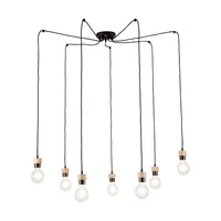 Clarte Pendant Lamp 7xE27 Max.60W Oiled Oak/Black Metal/Black Fabric Cable 3491704