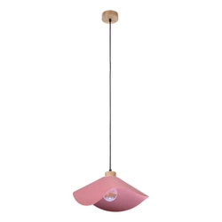 Hattu Pendant Lamp 1xE27 Max.40W Oiled Oak/Black Fabric Cable/Pink Fabric Shade 1614519174