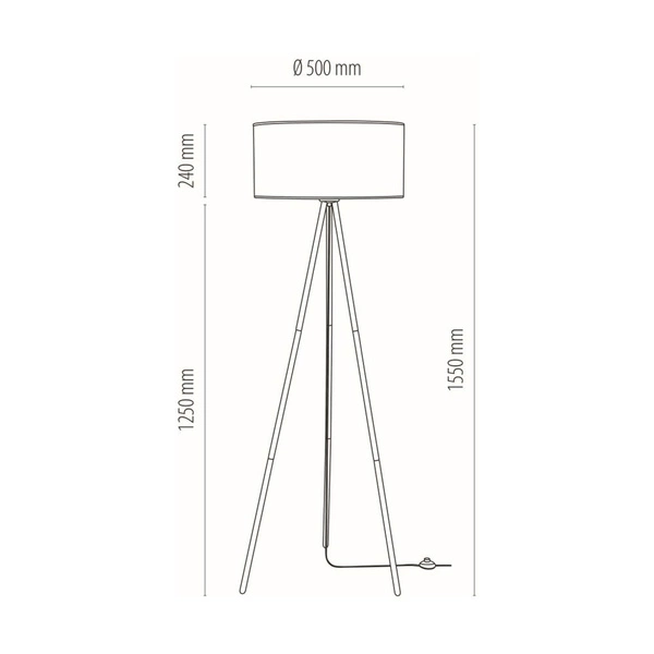 Lampa podłogowa Nevoa 1xE27 maks. 40W Czarny metal/czarny kabel PCV/czarny klosz z tkaniny 151920104