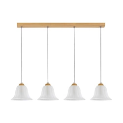 Anna Pendant Lamp 4xE27 Max.60W Oiled Oak/Transparent PVC Cable/White Glass 17940474