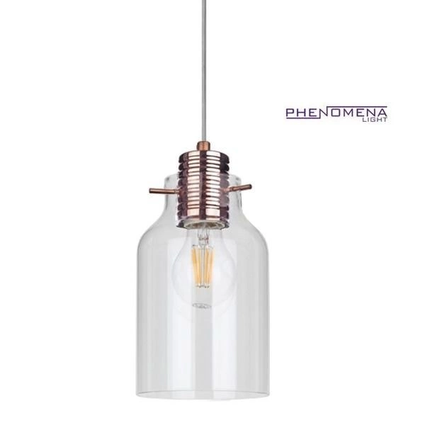 Alessandro Pendant Lamp 1xE27 Max.60W Copper Metal/Transparent PVC Cable/Transparent Glass 1760113