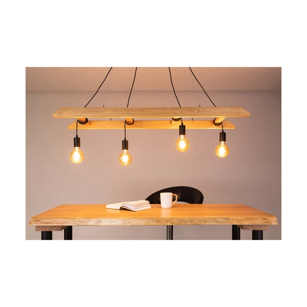 Eskalo Pendant Lamp 4xE27 Max.60W Stained Pine Brown/Black Metal/Black PVC Cable 7219451