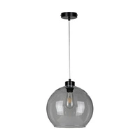 Lampa Wisząca Canberra 1xE27 Max.60W Czarny Metal/Przezroczysty Kabel PCV/Szkło Dymne 5500055