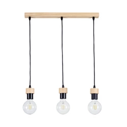Clarte Wood Pendant Lamp 3xE27 Max.60W Oiled Oak/Black Metal/Black Fabric Cable 3274374