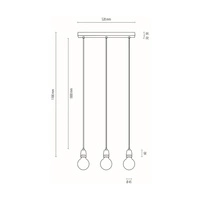 Lampa Wisząca Porcia 3xE27 Max.60W Biały Metal/Biała Ceramika/Antracytowy Kabel Tkaninowy 9181302