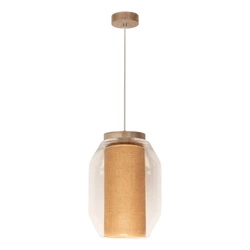 Vaso Jute Pendant Lamp 1xE27 Max.15W LED Oiled Oak/Transparent PVC/Transparent/Beige 179010174