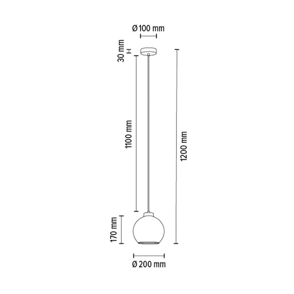 Laguna Wood Pendant Lamp 1xE27 Max.60W Oiled Oak/Transparent PVC Cable/Transparent Glass 18710174