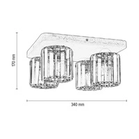 Glory Ceiling Lamp 4xE27 Max.60W Gray Concrete/Transparent Glass 2361436