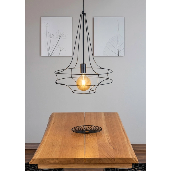 Casa Rina Pendant Lamp 1xE27 Max.60W Black Metal/Black PVC Cable 17949104