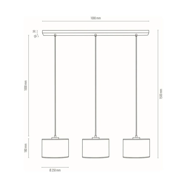 Boho Lampa Wisząca 3xE27 Max.40W Dąb Olejowany/Transparentny PVC/Beżowy 16910374