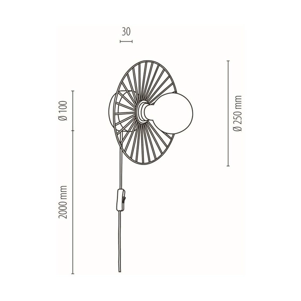 Antonella Kinkiet 1xE27 Maks. 25W Czarny Metal/Czarny Kabel Tkaninowy 289049104