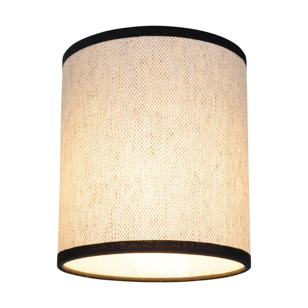 Lampshade Cylinder E27 H20 Beige Bright Linen with black ribbon A0372