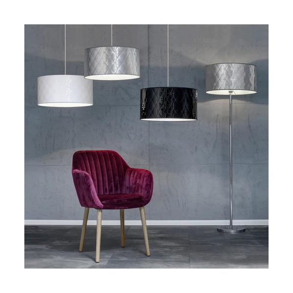 Maxima Pendant Lamp 1xE27 Max.60W Chrome Metal/Transparent PVC Cable/Silver Fabric Shade 1763028