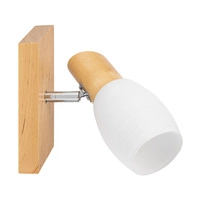 Birgit Wall Lamp 1xE14 Max.40W Birch Wood/White Glass 2016016720766