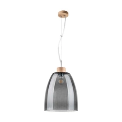 Campana Pendant Lamp 1xE27 Max.60W Oiled Oak/Transparent PVC Cable/Smoked Glass 9843074