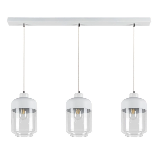 Amaretto Pendant Lamp 3xE27 Max.60W White Metal/Transparent PVC/White-Transparent Glass