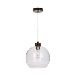 Svea Pendant Lamp 1xE27 Max.60W Walnut Beech Wood/Transparent Glass/Transparent PVC Cable