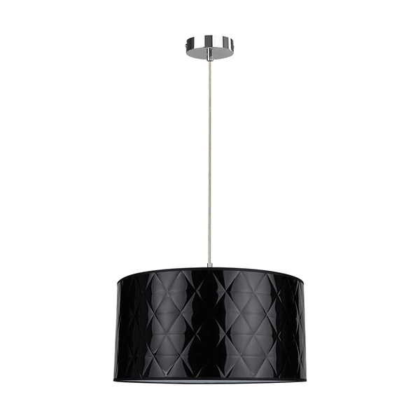 Maxima Pendant Lamp 1xE27 Max.60W Chrome Metal/Transparent PVC Cable/Black Fabric Shade 1762028