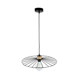 Antonella Pendant Lamp 1xE27 Max.60W Oiled Oak/Black Metal/Black Fabric Cable