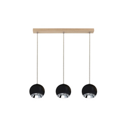 Ball Wood Pendant Lamp Incl. 3xLED GU10 5W Oiled Oak/Black Metal