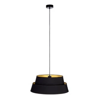 Złota lampa wisząca Preto 1xE27 Max.60W Czarny metal/Czarny kabel z tkaniny/Czarno-złoty klosz z tkaniny 150019104