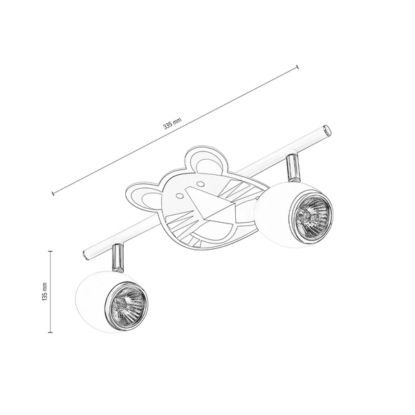 Lenny Ceiling Lamp 2xGU10 Max.50W White Metal/Chrome Metal/Multicolor Synthetic Material with Tiger Pattern 2108202