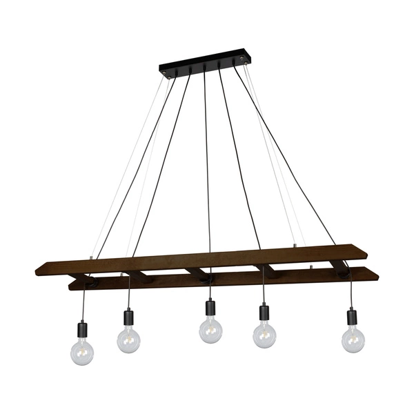 Eskalo Pendant Lamp 5xE27 Max.60W Stained Pine on Walnut/Black Metal/Black PVC Cable 7219556