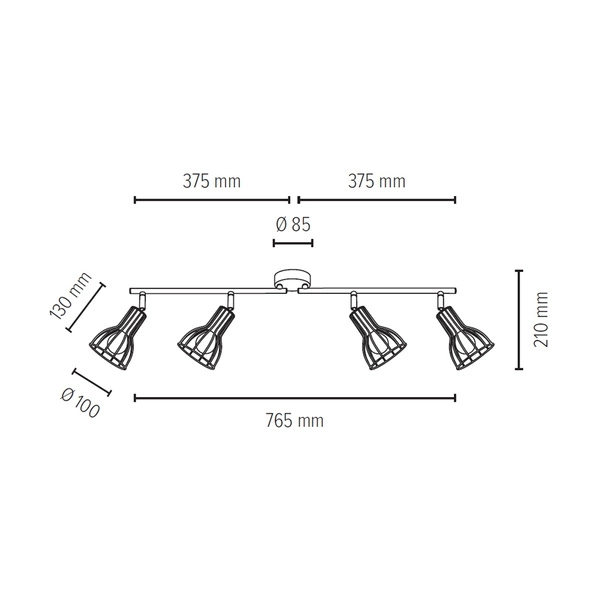 Megan Ceiling Lamp 4xE14 Max.40W Black 2743404
